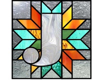Alphabet lone star "J" var 2 (quilt block glass pattern) (image for) Alphabet lone star "J" var 2 (quilt block glass pattern)