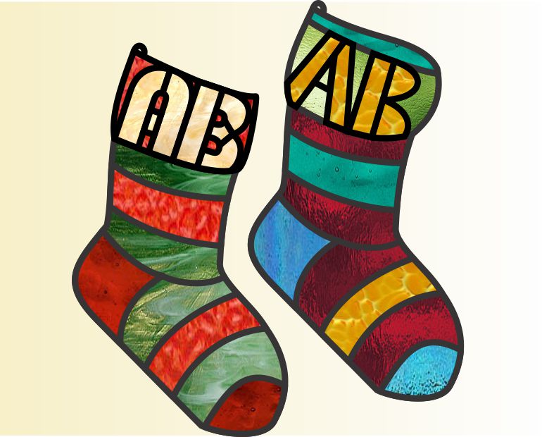 (image for) Alphabet stocking suncatcher AB (initials)