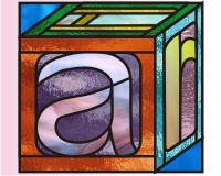baby blocks stained glass pattern letter A alphabet
