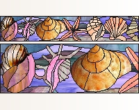 Beach transom window with sea shells (image for) Beach transom window with sea shells