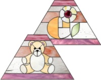 (image for) Bear lamp prairie 4 panel letter E 1 lowercase and flower