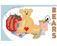 (image for) Joyce's Custom stuffed Bears counted cross stitch logo