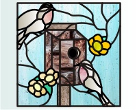 (image for) Birdhouse birds flowers