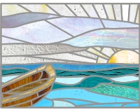 Boat and sun stained glass pattern (image for) Boat and sun stained glass pattern