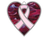 Breast cancer ribbon heart suncatcher (image for) Breast cancer ribbon heart suncatcher