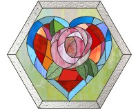(image for) Broken hearts n rose stained glass pattern