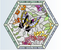(image for) Butterfly hexagon bevels flowers