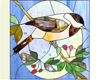 (image for) Chickadee and rose hips oval