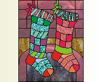 (image for) Christmas stocking stained glass pattern Zach and Zane
