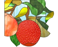 apples, window corner pattern, stained glass, glass painting