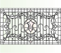 Curved window with crest (image for) Curved window with crest