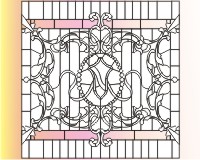 Curved window with crest 43.75x43.875" (image for) Curved window with crest 43.75x43.875"