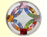 (image for) Double wedding ring 1 (quilt block in stained glass)