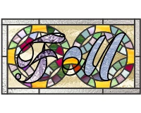 (image for) Double wedding ring (pattern for glass) F and M initials