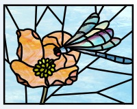 (image for) Dragonfly and flower (dogwood)