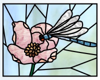 (image for) Dragonfly and flower 1