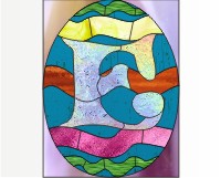 (image for) Alphabet stained glass easter egg "E"