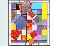 (image for) Falling squares stained glass pattern 30 x 27