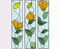 (image for) Floral vertical sidelight panels part of house transom design