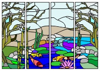 (image for) Four panel koi fish 1a