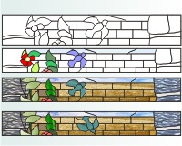 (image for) Garden bird sidelight horizontal (transom)