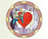 (image for) Heart flowers circle butterfly