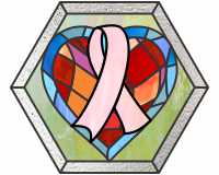 (image for) Hearts n breast cancer ribbon mosaic (stepping stone hexagon)