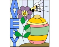 (image for) Honey pot bee (and flower) and the name Avery