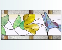 (image for) Hummingbird and trumpet flower transom RT