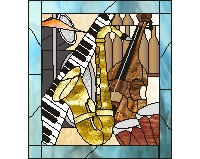 (image for) jammin' with sax drums keyboard and wine