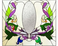 (image for) Leaves and oval stained glass pattern