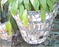 (image for) Clay pots with ceramic mosaic tiles LARGE