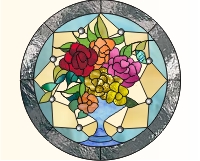 (image for) Pot and flowers round panel