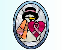 (image for) Snowman breast cancer ribbon (and heart)