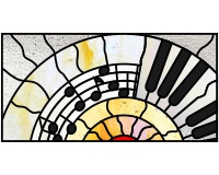 (image for) Staff keyboard and sun abstract