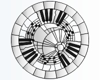 (image for) Staff keyboard sun abstract round 2