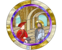 (image for) Station I of the cross - Christ condemned stained glass