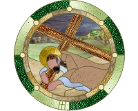 (image for) Station III of the Cross - Christ falls 1 stained glass