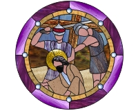 (image for) Station VII of the Cross - Christ falls 2 stained glass