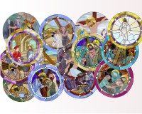 (image for) All 16 Stations of the Cross Stained glass