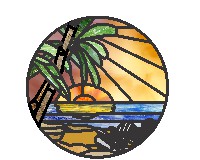 (image for) Sunset ocean palm trees and 2 adirondack chairs 1