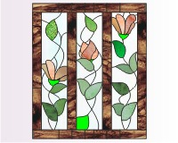 (image for) Three panel floral stained glass pattern