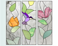 (image for) Three vertical hummingbird - house transoms sidelights