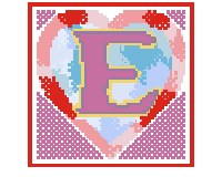 (image for) Counted cross stitch heart and letter E
