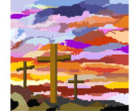 (image for) Three crosses at sunset counted cross stitch