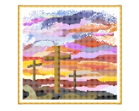 (image for) Three crosses at sunset counted cross stitch lighter