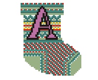 (image for) Alphabet counted cross stitch christmas stocking ornament "A"