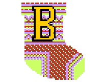 (image for) Alphabet counted cross stitch christmas stocking ornament "B"