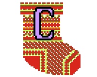 (image for) Alphabet counted cross stitch christmas stocking ornament "C"
