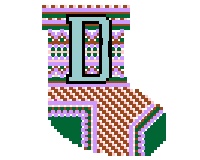 (image for) Alphabet counted cross stitch christmas stocking ornament "D"
